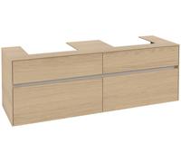 Villeroy & Boch Mueble de lavabo Collaro, para 2 lavabos, de pared, 1600x548x500mm, C02100VJ, Color: Carcasa/frontal: roble nórdico, tirador: Gris cachemira