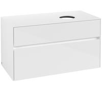 Villeroy & Boch Mueble de lavabo Collaro, suspendido, 2 extraíbles, lavabo a la derecha, 1000x548x500mm, C04000DH, Color: Frontal/carcasa: blanco brillante, mango: blanco mate