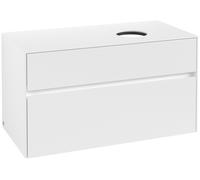 Villeroy & Boch Mueble de lavabo Collaro, suspendido, 2 extraíbles, lavabo a la derecha, 1000x548x500mm, C04000MS, Color: Frontal/carcasa: blanco mate, mango: blanco mate