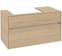 Villeroy & Boch Mueble de lavabo Collaro, suspendido, 2 extraíbles, lavabo a la izquierda, 1000x548x500mm, C01700VJ, Color: Carcasa/frontal: roble nórdico, tirador: Gris cachemira