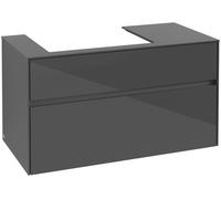 Villeroy & Boch Mueble de lavabo Collaro, suspendido, 2 extraíbles, lavabo a la izquierda, 1000x548x500mm, C01700FP, Color: Frontal/carcasa: gris brillante, asa: Grafito