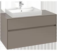 Villeroy & Boch Mueble de lavabo Collaro, suspendido, 2 extraíbles, lavabo a la izquierda, 1000x548x500mm, C01700VL, Color: Frontal/carcasa: negro volcán, mango: negro volcán