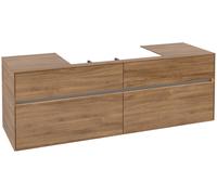 Villeroy & Boch Mueble de lavabo Collaro, suspendido, 4 extraíbles, centro de lavabo, con iluminación, 1600x548x500mm, C028B0RH, Color: Frente/carcasa: Roble de Kansas, mango: Grafito