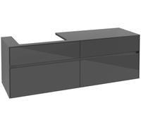 Villeroy & Boch Mueble de lavabo Collaro, suspendido, 4 extraíbles, lavabo a la izquierda, 1600x548x500mm, C02200FP, Color: Frontal/carcasa: gris brillante, asa: Grafito