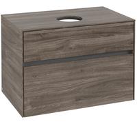 Villeroy & Boch Mueble debajo del lavabo Collaro, suspendido, 2 extraíbles, centro lavabo, 800x548x500mm, C03700RK, Color: Frontal/carcasa: Roble piedra, Mango: Grafito