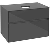 Villeroy & Boch Mueble debajo del lavabo Collaro, suspendido, 2 extraíbles, centro lavabo, 800x548x500mm, C03700FP, Color: Frontal/carcasa: gris brillante, asa: Grafito
