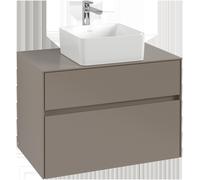 Villeroy & Boch Mueble debajo del lavabo Collaro, suspendido, 2 extraíbles, centro lavabo, 800x548x500mm, C03700AH, Color: Frente/cuerpo: Rojo vino, empuñadura: Negro volcán