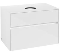Villeroy & Boch Mueble debajo del lavabo Collaro, suspendido, 2 extraíbles, centro lavabo, 800x548x500mm, C03700DH, Color: Frontal/carcasa: blanco brillante, mango: blanco mate