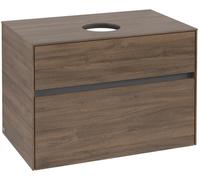 Villeroy & Boch Mueble debajo del lavabo Collaro, suspendido, 2 extraíbles, centro lavabo, 800x548x500mm, C03700VH, Color: Frente/carcasa: Roble Arizona, mango: Grafito