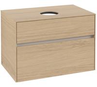 Villeroy & Boch Mueble debajo del lavabo Collaro, suspendido, 2 extraíbles, centro lavabo, 800x548x500mm, C03700VJ, Color: Carcasa/frontal: roble nórdico, tirador: Gris cachemira