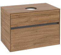 Villeroy & Boch Mueble debajo del lavabo Collaro, suspendido, 2 extraíbles, centro lavabo, 800x548x500mm, C03700RH, Color: Frente/carcasa: Roble de Kansas, mango: Grafito