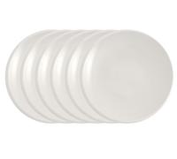 Villeroy & Boch Newmoon - Platos de desayuno de 24 cm, 6 unidades, color blanco, juego de 6 unidades, para desayuno, brunch, tartas, postres, apto para lavavajillas, microondas, platos llanos, platos