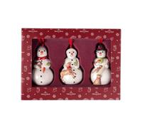 Villeroy & Boch - Nostalgic Ornaments, Set de 3 muñecos de Nieve, 5 x 5 x 8 cm, figuritas Decorativas para el árbol o Colgantes de Porcelana Dura, de Colores