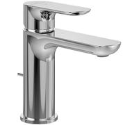 Villeroy & Boch O.novo - Grifo de lavabo con función de arranque en frío y barra de tracción, ahorro de agua, altura de caño 105 mm, redondo, cromado