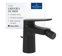 Villeroy & Boch Oasis grifo monomando para bidé - Grifería de bidet con varilla y cartucho cerámico - Mezclador de bajo consumo - Regulador móvil - Altura de caño de 73 mm - Matt Black