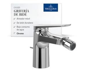 Villeroy & Boch Oasis grifo monomando para bidé - Grifería de bidet con varilla y cartucho cerámico - Mezclador de bajo consumo - Regulador móvil - Altura de caño de 73 mm - Cromado