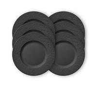 Villeroy & Boch Platos Llanos Manufacture Rock, 6 Platos, Porcelana Premium, Apto Para Lavavajillas Y Microondas, Negro