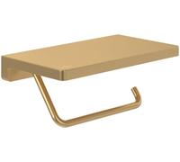 Villeroy & Boch Portarrollos con estante Elements Striking, portarrollos de papel higiénico para montaje en pared, soporte para papel de WC hecho de latón, rectangular, Oro cepillado