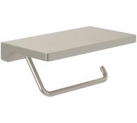 Villeroy & Boch Portarrollos con estante Elements Striking, portarrollos de papel higiénico para montaje en pared, soporte para papel de WC hecho de latón, rectangular, Níquel cepillado mate