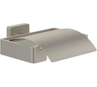 Villeroy & Boch Portarrollos con tapa Elements Striking, portarrollos de papel higiénico para montaje en pared, soporte para papel de WC hecho de latón, rectangular, Níquel cepillado mate