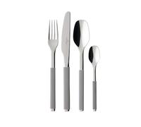 Villeroy & Boch S+ - Cubertería para hasta 6 personas, 24 piezas, acero inoxidable, mango recubierto de silicona gris