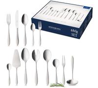 Villeroy & Boch - Set de cubertería Arthur para 12 personas, 68 piezas | Set de cubertería para fiestas grandes, acero inoxidable 18/10, plateado, apto para lavavajillas, 44 x 29 x 9 cm