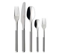 Villeroy & Boch - Set de cubertería S+ Taupe de 30 piezas | Cubertería de acero inoxidable de gran calidad con mango de silicona para hasta 6 personas, apta para lavavajillas, gris