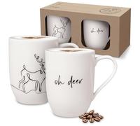 Villeroy & Boch - Set Statement Xmas Reno, Set De Regalo 2 Piezas, Taza De Porcelana Blanca, Capacidad 280 Ml