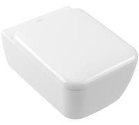 Villeroy & Boch Skyla taza de inodoro con asiento de cierre suave suspendido sin reborde con descarga de remolino blanco brillante 4682CLR1