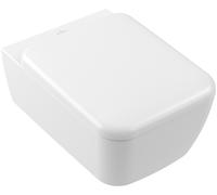 Villeroy & Boch Skyla taza de inodoro con asiento de cierre suave suspendido sin reborde con descarga de remolino blanco mate 4682CLRW