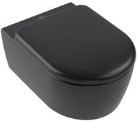 Villeroy & Boch Skyla taza de inodoro con asiento de cierre suave suspendido sin reborde con descarga de remolino negro mate 5656CLR7