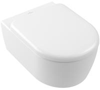 Villeroy & Boch Skyla taza de inodoro con asiento de cierre suave suspendido sin reborde con descarga de remolino blanco mate 5656CLRW