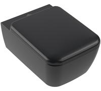 Villeroy & Boch Skyla taza de inodoro con asiento de cierre suave suspendido sin reborde con descarga de remolino negro mate 4682CLR7