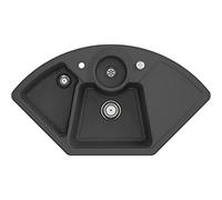 Villeroy & Boch Solo Eck - Fregadero de esquina con desagüe excéntrico (cerámica, 1075 x 600 mm), color grafito