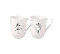 Villeroy & Boch Statement, Set De Tazas Mr And Mrs, 2 Unidades, 280Ml, Porcelana Premium, Blanco