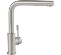 Villeroy & Boch Steel Shower grifería de cocina, alta presión, con rociador extraíble y radio de giro de 360°, grifo de fregadero de bajo consumo, altura del caño 270 mm, acero inoxidable macizo