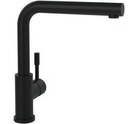 Villeroy & Boch Steel Shower Window, grifo de cocina de alta presión con rociador extraíble y caño giratorio de 360°, ColdStart de bajo consumo, instalación en ventana, altura 272 mm, negro mate