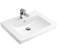 Lavabo Subway 2.0 de Villeroy & Boch, para grifería de 3 agujeros, con rebosadero, 1 agujero para grifo, 600x470mm, 711360R1, Color: Cerámica Blanca