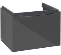 Villeroy & Boch Subway 2.0 mueble bajo para lavabo, 1 cajón, 587x420x454mm, A68710FP, Color: Gris brillante, mango: cromado brillante