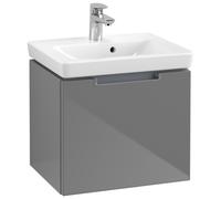 Villeroy & Boch Subway 2.0 mueble bajo para lavabo, 1 cajón, centro lavabo, 485x420x380mm, A68510FP, Color: Gris brillante, mango: cromado brillante