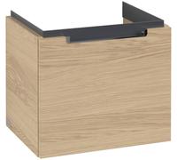 Villeroy & Boch Subway 2.0 mueble bajo para lavabo, 1 cajón, centro lavabo, 485x420x380mm, A68510VJ, Color: Roble Nórdico, mango cromado brillante