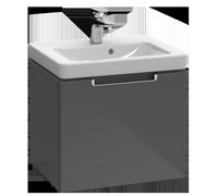 Villeroy & Boch Subway 2.0 mueble bajo para lavabo, 1 cajón, centro lavabo, 485x420x380mm, A68510VN, Color: Gris trufa, mango cromado brillante
