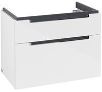 Villeroy & Boch Subway 2.0 mueble bajo para lavabo, 2 extraíbles, centro de lavabo, 787x590x449mm, A91410DH, Color: Blanco brillante, mango: cromado brillante