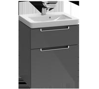 Villeroy & Boch Subway 2.0 mueble bajo para lavabo, 2 extraíbles, centro lavabo, 485x590x380mm, A90710VM, Color: Gris suave, mango cromado brillante