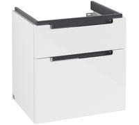 Villeroy & Boch Subway 2.0 mueble bajo para lavabo, 2 extraíbles, centro lavabo, 587x590x454mm, A90910DH, Color: Blanco brillante, mango: cromado brillante