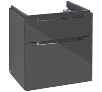 Villeroy & Boch Subway 2.0 mueble bajo para lavabo, 2 extraíbles, centro lavabo, 587x590x454mm, A90910FP, Color: Gris brillante, mango: cromado brillante