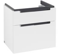 Villeroy & Boch Subway 2.0 mueble bajo para lavabo, 2 extraíbles, centro lavabo, 637x590x454mm, A91010MS, Color: Blanco Mate, mango: cromo brillante