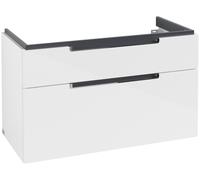 Villeroy & Boch Subway 2.0 mueble bajo para lavabo, 2 extraíbles, centro lavabo, 987x590x449mm, A91510DH, Color: Blanco brillante, mango: cromado brillante