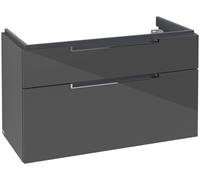 Villeroy & Boch Subway 2.0 mueble bajo para lavabo, 2 extraíbles, centro lavabo, 987x590x449mm, A91510FP, Color: Gris brillante, mango: cromado brillante