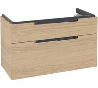 Villeroy & Boch Subway 2.0 mueble bajo para lavabo, 2 extraíbles, centro lavabo, 987x590x449mm, A91510VJ, Color: Roble Nórdico, mango cromado brillante